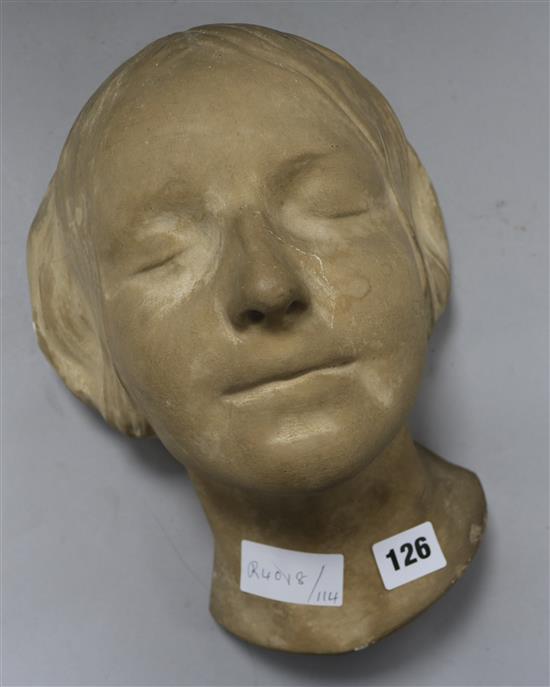 A Victorian plaster death mask of a lady